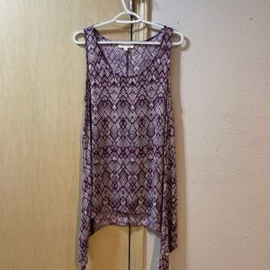 Women Medium Beautiful Boho Flowy Shark Bite Tank Top Lightweight Airy Pretty